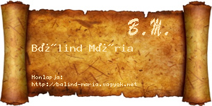 Bálind Mária névjegykártya